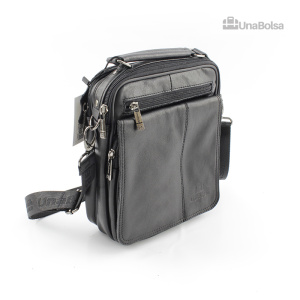 Сумка мужская из натуральной кожи UB-B219-195x235х90-black/black-молния/молния