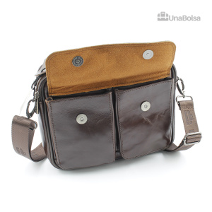 Сумка мужская из натуральной кожи UB-B210-240x190х90-brown/brown-молния/магнит