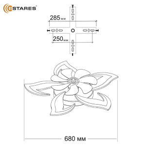 Управляемая светодиодная люстра с вент. FAN ELLA 80W+18W 5F-APP-680x120-WHITE/WHITE-220-IP20