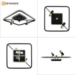 Управляемая светодиодная люстра SIRENA 66W 2S-APP-500x500x183-BLACK/GOLD/CRYSTAL-220-IP20