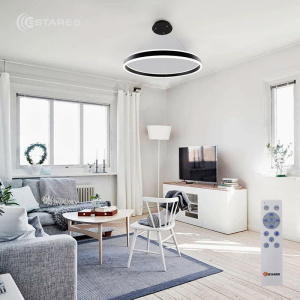 Управляемая светодиодная люстра STELLA 96W R-APP-600x1200-BLACK/WHITE-220-IP20