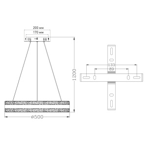 Управляемая LED люстра  TR-LM 80W R-APP-500х1200-WHITE/CLEAR-220-IP20, модель TORONTO