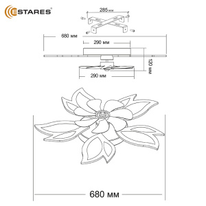 Управляемая светодиодная люстра с вент. FAN  ASTRA ICE 100W+18W 5F-APP-680x120-WHITE/CLEAR-220-IP20