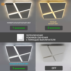 Управляемая светодиодная люстра AERO 72W 4S-ON/OFF- 455x455x57-WHITE/WHITE-220-IP20