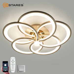 Управляемая светодиодная люстра  MADEMUASEL 110W 5С-APP-520x140-CHAMPAIGN/GOLD/WHITE-220-IP20