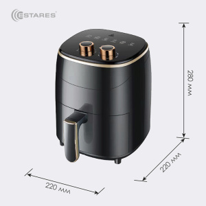 АЭРОГРИЛЬ EASYCOOK 1200W-220V-3.5L-220x220x280-BLACK/GOLD_2021