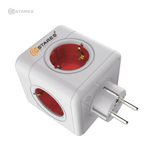Разветвитель 4 Евро + 2 USB "COMFORT CUBE" 4G-2USB(2x2A)-red/white-Europlug