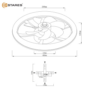 Управляемая светодиодная люстра с вент. FAN SIMPLE 45W+15W R-APP-460x120-WHITE/WHITE-220-IP20