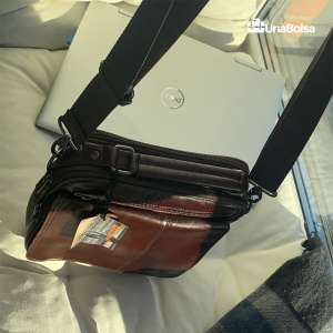 Сумка мужская из натуральной кожи UB-B219-195x235х90-brown/brown-молния/молния