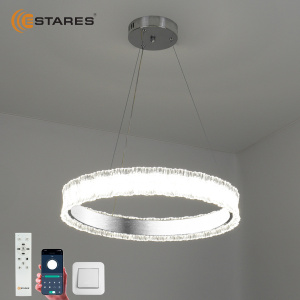  Управляемая светодиодная люстра VENERA 65W R-RC-485x1500-CHROME/CLEAR-220-IP20