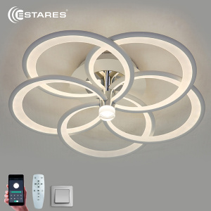 Управляемая светодиодная люстра  MADEMUASEL 110W 5С-APP-520x140-WHITE/CHROME/WHITE-220-IP20