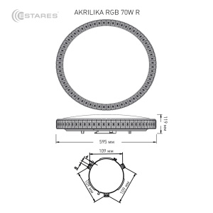 Управляемый светодиодный светильник AKRILIKA RGB 70W R--595-WHITE/WHITE-220-IP40
