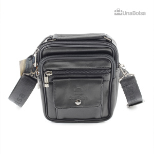 Сумка мужская из натуральной кожи UB-B103-150x185х85-black/black-молния/молния