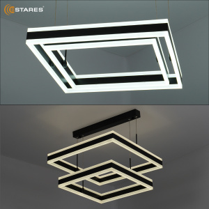 Управляемая светодиодная люстра STELLA 180W 2S-APP-500x500x1200-BLACK/WHITE-220-IP20