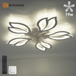 Управляемая светодиод. люстра c вент. FAN ASTRA 70W+19W 5F-IRC-620x125-WHITE/WHITE/CLEAR-220-IP20