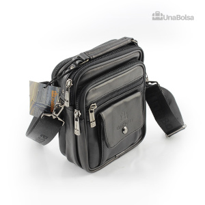 Сумка мужская из натуральной кожи UB-B103-150x185х85-black/black-молния/молния