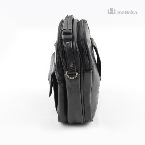 Сумка мужская из натуральной кожи UB-B103-150x185х85-black/black-молния/молния