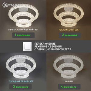 Управляемая светодиодная люстра AKRILIKA 120W 3R-APP-600-CHROME/CLEAR-220-IP20_Ч