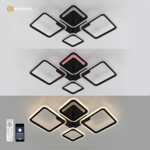 Управляемая светодиодная люстра OVAL RGB 75W 5S-APP-725х500х93-BLACK/WHITE-220-IP20 Ч