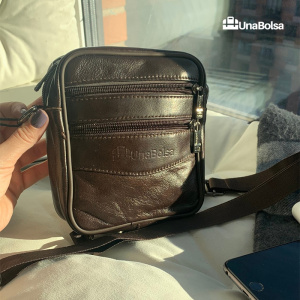 Сумка мужская из натуральной кожи UB-B403-140x165х85-brown/brown-молния/молния