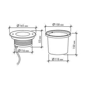 Грунтовый светодиодный светильник B2AE0602R AC240V 13W 30' IP67  (Зеленый)