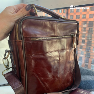 Сумка мужская из натуральной кожи UB-B306-240x290х110-brown/brown-молния/молния