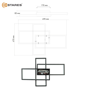 Управляемая светодиодная люстра SVEN 85W 3S-APP-690x470x80-BLACK/WHITE-220-IP20