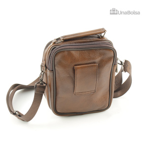 Сумка мужская из натуральной кожи UB-B109-150x185х85-brown/brown-молния/молния