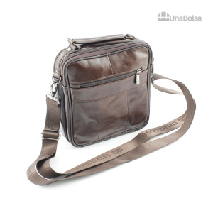 Сумка мужская из натуральной кожи UB-B208-195x215х90-brown/brown-молния/кнопка