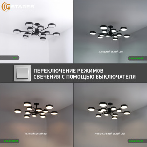 Управляемая светодиодная люстра MATEO 150W 12R-ON/OFF-1014x250-BLACK/WHITE-220-IP20