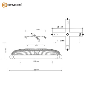 Управляемая LEDлюстра с вентилятором FN-LM VIBE 60W+18W R-APP-450x145-WHITE/WHITE-220-IP20/SMARTHOME