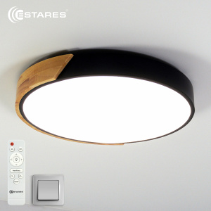 Управляемая светодиодная люстра SOLEIN wood 50W R-RC-420x50-BLACK/WOOD/WHITE-220-IP20