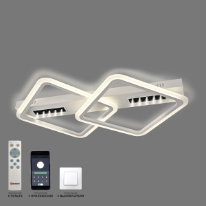 Управляемая LED люстра  MD-LM DL10 65W 2SL-APP-670x420x80-BLACK/WHITE/WHITE-220-IP20