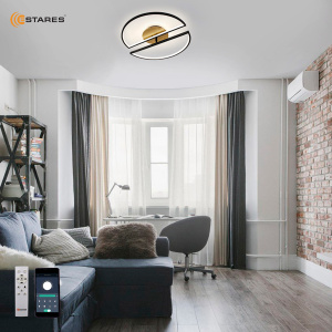 Управляемая светодиодная люстра  WOODY LOFT 75W 3R-APP-500x135-BLACK/WOOD-220-IP20