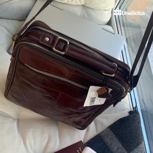 Сумка мужская из натуральной кожи UB-B306-240x290х110-brown/brown-молния/молния