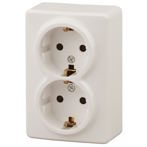 11-2205-02  ЭРА Розетка 2х2P+E Schuko, 16АХ-250В, ОУ, Эра Эксперт, сл.кость