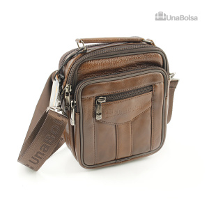 Сумка мужская из натуральной кожи UB-B109-150x185х85-brown/brown-молния/молния