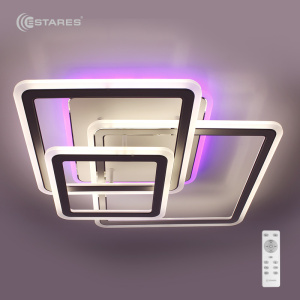 Управляемая светодиодная люстра SOLEN RGB 90W 4S-RC-520x520x110-WHITE+CHROME/WHITE-220-IP20