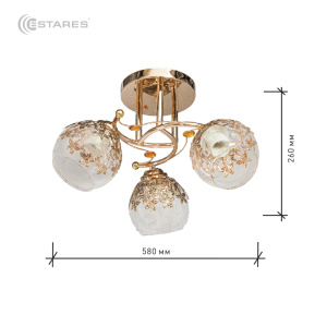 Люстра для светодиодных ламп LITECO LC-RODOS-260x580x250-E27x3-GOLD/CLEAR-220-IP20