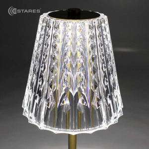 Настольный светодиодный светильник CRYSTAL M 3W R-ON/OFF-130x295-CLEAR/GOLD-DC5V/1A-IP20