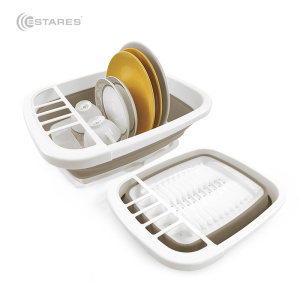Сушилка складная силиконовая (поддон) ES-DRC-portable-38x32х12(5)-white/beige