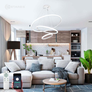 Управляемая светодиодная люстра LATTE 70W 3R-APP-600x1100-WHITE/WHITE-220-IP20