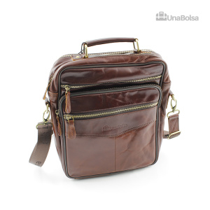 Сумка мужская из натуральной кожи UB-B306-240x290х110-brown/brown-молния/молния
