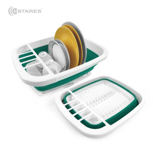 Сушилка складная силиконовая (поддон) ES-DRC-portable-38x32х12(5)-white/seagreen