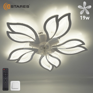 Управляемая светодиод. люстра c вент.FAN ASTRA ICE 70W+19W 5F-IRC-650x125-WHITE/CLEAR/CLEAR-220-IP20