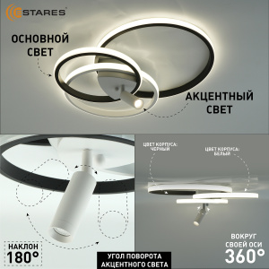 Управляемый светодиодный светильник IDZUMI 80W 3R1DL-RC-510x400x65-WHITE/BLACK/WHITE-220-IP20