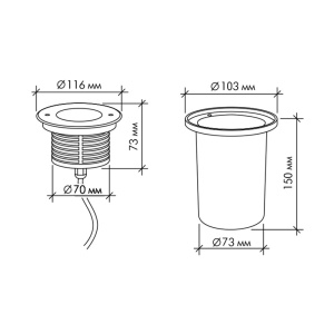 Грунтовый светодиодный светильник FB2CDR0357 AC240V 3X2W IP67 (Теплый белый) /A2CD0316R_2015
