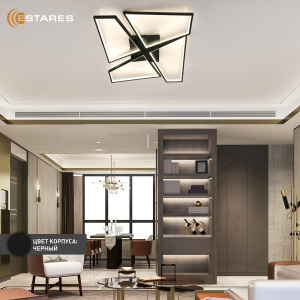 Управляемая светодиодная люстра ORLANDO 120W S-APP-550x550x90-BLACK/WHITE-220-IP20