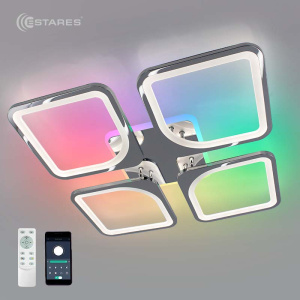 Управляемая светодиодная люстра LOOK RGB 110W 5S-APP-550x550x70-CHROME/WHITE-220-IP20_Ч