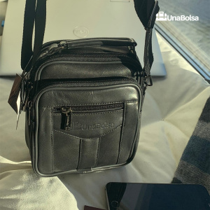 Сумка мужская из натуральной кожи UB-B109-150x185х85-black/black-молния/молния